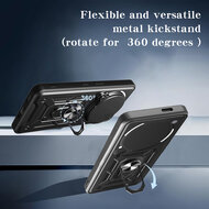 Nothing Phone (3a) Pro Hoesje - MobyDefend Pantsercase Met Draaibare Ring - Zilvergrijs