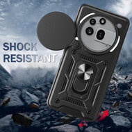 Nothing Phone (3a) Pro Hoesje - MobyDefend Pantsercase Met Draaibare Ring - Zilvergrijs