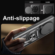 Xiaomi 15 Ultra Hoesje - MobyDefend Pantsercase Met Draaibare Ring - Rood