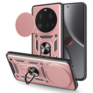 Xiaomi 15 Ultra Hoesje - MobyDefend Pantsercase Met Draaibare Ring - Ros&eacute;