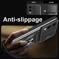Samsung Galaxy S25 Edge Hoesje - MobyDefend Pantsercase Met Draaibare Ring - Rood