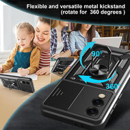 Samsung Galaxy S25 Edge Hoesje - MobyDefend Pantsercase Met Draaibare Ring - Rood
