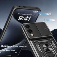 Samsung Galaxy S25 Edge Hoesje - MobyDefend Pantsercase Met Draaibare Ring - Rood