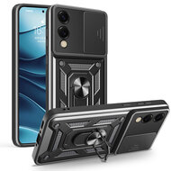 Samsung Galaxy S25 Edge Hoesje - MobyDefend Pantsercase Met Draaibare Ring - Zwart