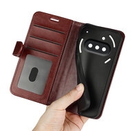 Nothing Phone (3a) Hoesje - MobyDefend Wallet Book Case (Sluiting Achterkant) - Bruin