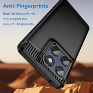 Motorola Edge 60 / Motorola Edge 60 Fusion Hoesje - MobyDefend TPU Backcover - Geborstelde Metaal &amp; Carbon-Look - Blauw