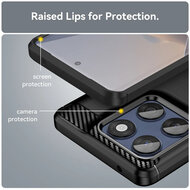 Motorola Edge 60 / Motorola Edge 60 Fusion Hoesje - MobyDefend TPU Backcover - Geborstelde Metaal &amp; Carbon-Look - Blauw
