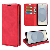 Samsung Galaxy S25 Edge Hoesje - MobyDefend Luxe Wallet Bookcase (Magnetische Sluiting) - Rood