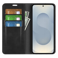 Samsung Galaxy S25 Edge Hoesje - MobyDefend Luxe Wallet Bookcase (Magnetische Sluiting) - Zwart