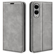 Samsung Galaxy S25 Edge Hoesje - MobyDefend Luxe Wallet Bookcase (Magnetische Sluiting) - Grijs