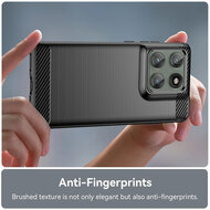 Motorola Edge 60 Pro Hoesje - MobyDefend TPU Backcover - Geborstelde Metaal &amp; Carbon-Look - Zwart