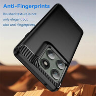 Motorola Edge 60 Pro Hoesje - MobyDefend TPU Backcover - Geborstelde Metaal &amp; Carbon-Look - Zwart