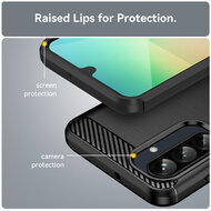 Samsung Galaxy A26 Hoesje - MobyDefend TPU Backcover - Geborstelde Metaal &amp; Carbon-Look - Zwart