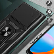 Motorola Edge 60 Pro Hoesje - MobyDefend Pantsercase Met Draaibare Ring - Zwart