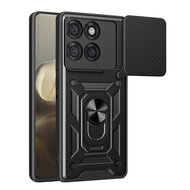 Motorola Edge 60 / Motorola Edge 60 Fusion Hoesje - MobyDefend Pantsercase Met Draaibare Ring - Zwart
