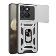 Motorola Edge 60 / Motorola Edge 60 Fusion Hoesje - MobyDefend Pantsercase Met Draaibare Ring - Zilvergrijs