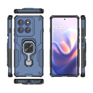 Motorola Edge 60 Pro Hoesje - MobyDefend Dubbelgelaagde Pantsercase Met Standaard - Blauw