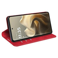 Motorola Edge 60 Pro Hoesje - MobyDefend Luxe Wallet Bookcase (Magnetische Sluiting) - Rood