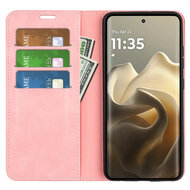 Motorola Edge 60 Pro Hoesje - MobyDefend Luxe Wallet Bookcase (Magnetische Sluiting) - Roze