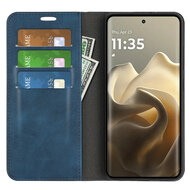 Motorola Edge 60 Pro Hoesje - MobyDefend Luxe Wallet Bookcase (Magnetische Sluiting) - Blauw