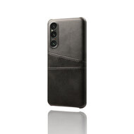 Sony Xperia 1 VII Hoesje - MobyDefend Lederen Backcover Met Vakjes Voor Pasjes - Zwart