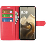 Motorola Edge 60 Pro Hoesje - MobyDefend Kunstleren Wallet Book Case (Sluiting Voorkant) - Rood
