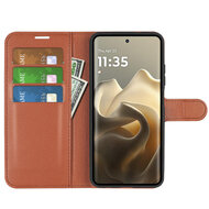 Motorola Edge 60 Pro Hoesje - MobyDefend Kunstleren Wallet Book Case (Sluiting Voorkant) - Bruin