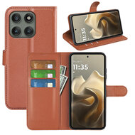 Motorola Edge 60 Pro Hoesje - MobyDefend Kunstleren Wallet Book Case (Sluiting Voorkant) - Bruin