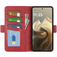 Motorola Edge 60 Pro Hoesje - MobyDefend Luxe Wallet Book Case (Sluiting Zijkant) - Rood