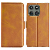 Motorola Edge 60 Pro Hoesje - MobyDefend Luxe Wallet Book Case (Sluiting Zijkant) - Lichtbruin