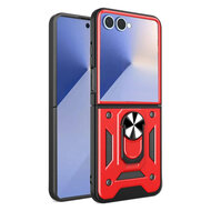 Samsung Galaxy Z Flip 7 Hoesje - MobyDefend Pantsercase Met Draaibare Ring - Rood