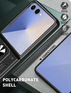 Samsung Galaxy Z Flip 7 Hoesje - MobyDefend Pantsercase Met Draaibare Ring - Zwart