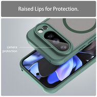 Google Pixel 10 Pro Hoesje - MobyDefend MagSafe Case Mat Transparant Met Gekleurde Rand - Groen