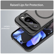 Google Pixel 10 Pro Hoesje - MobyDefend MagSafe Case Mat Transparant Met Gekleurde Rand - Zwart