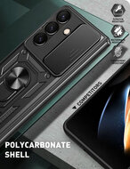 Samsung Galaxy Z Fold 7 Hoesje - MobyDefend Pantsercase Met Draaibare Ring - Zwart