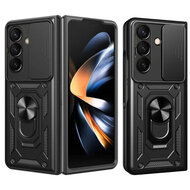 Samsung Galaxy Z Fold 7 Hoesje - MobyDefend Pantsercase Met Draaibare Ring - Zwart