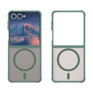 Samsung Galaxy Z Flip 7 Hoesje - MobyDefend MagSafe Case Mat Transparant Met Gekleurde Rand - Groen