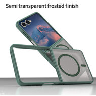 Samsung Galaxy Z Flip 7 Hoesje - MobyDefend MagSafe Case Mat Transparant Met Gekleurde Rand - Groen