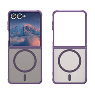 Samsung Galaxy Z Flip 7 Hoesje - MobyDefend MagSafe Case Mat Transparant Met Gekleurde Rand - Paars
