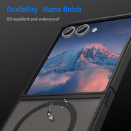 Samsung Galaxy Z Flip 7 Hoesje - MobyDefend MagSafe Case Mat Transparant Met Gekleurde Rand - Zwart