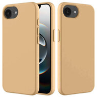 iPhone 16e Hoesje - MobyDefend Matte Siliconen Backcover - Licht Oker