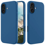 iPhone 16 Hoesje - MobyDefend Matte Siliconen Backcover - Blauw