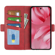 Google Pixel 10 / Google Pixel 10 Pro Hoesje - MobyDefend Luxe Wallet Book Case (Sluiting Zijkant) - Rood