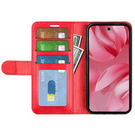 Google Pixel 10 / Google Pixel 10 Pro Hoesje - MobyDefend Wallet Book Case (Sluiting Achterkant) - Rood