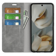 Google Pixel 10 Pro XL Hoesje - MobyDefend Luxe Wallet Bookcase (Magnetische Sluiting) - Grijs