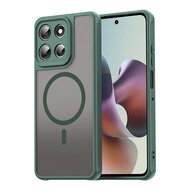 Motorola Moto G56 Hoesje - MobyDefend MagSafe Case Mat Transparant Met Gekleurde Rand - Groen