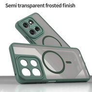 Motorola Moto G56 Hoesje - MobyDefend MagSafe Case Mat Transparant Met Gekleurde Rand - Groen