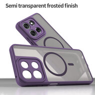 Motorola Moto G56 Hoesje - MobyDefend MagSafe Case Mat Transparant Met Gekleurde Rand - Paars