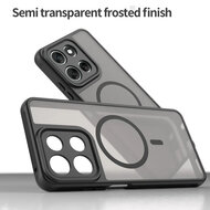 Motorola Moto G56 Hoesje - MobyDefend MagSafe Case Mat Transparant Met Gekleurde Rand - Zwart