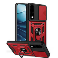 OnePlus Nord 5 Hoesje - MobyDefend Pantsercase Met Draaibare Ring - Rood